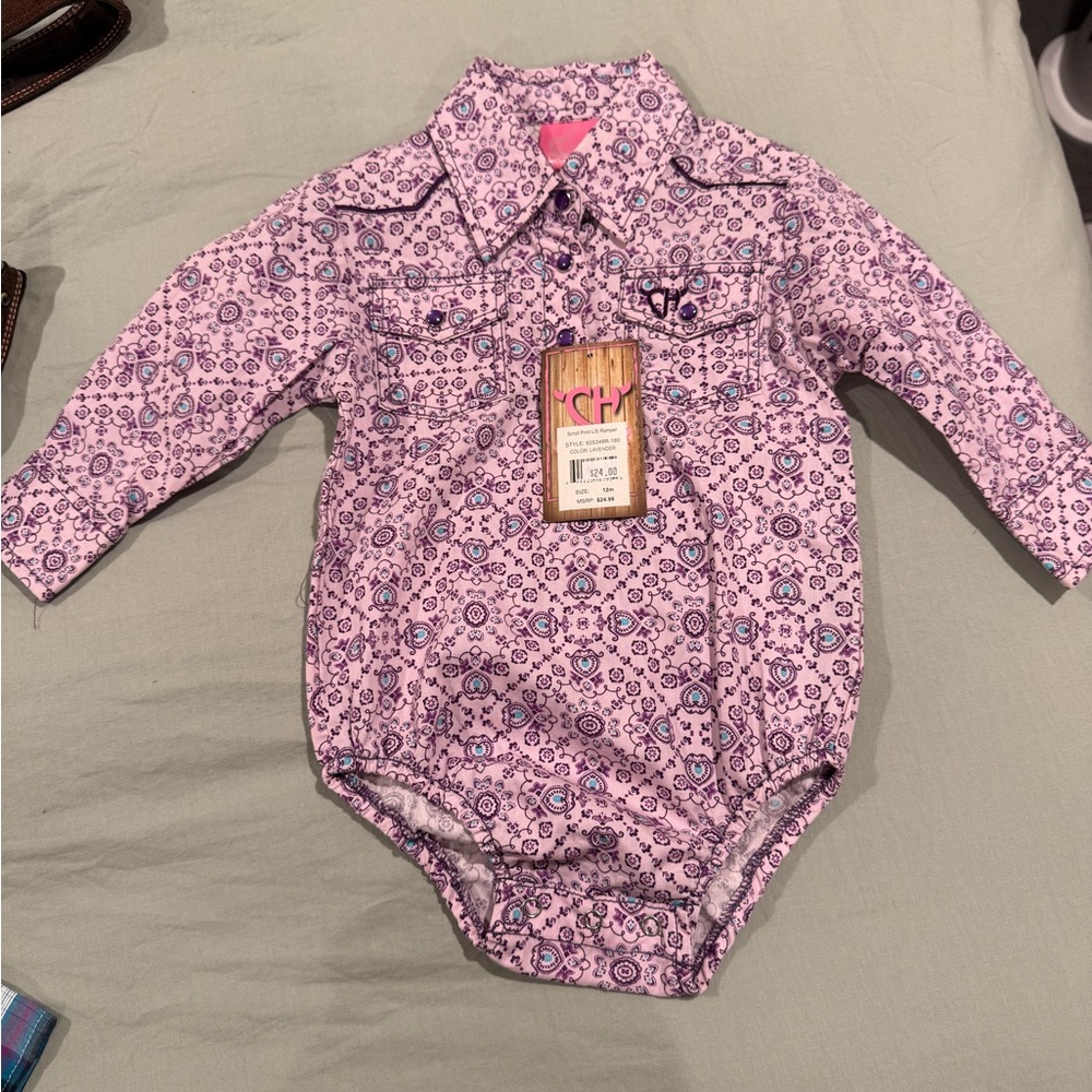 Rock & Roll Cowgirl Pink Floral Baby Onesie